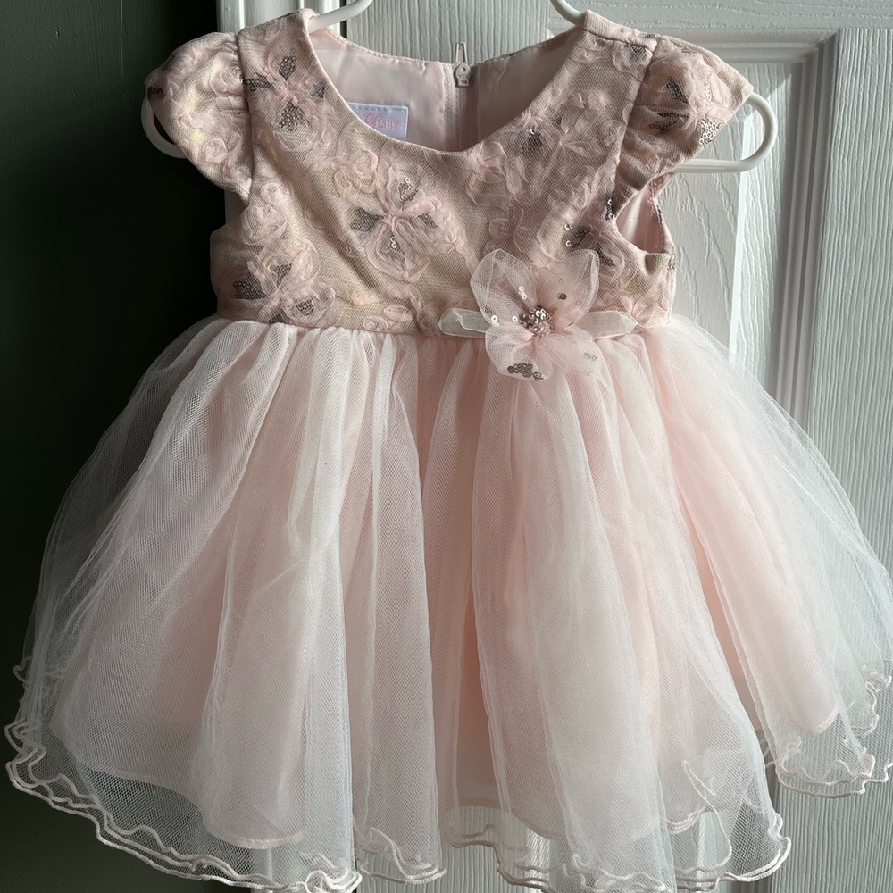 6-9month infant girls pink tulle dress